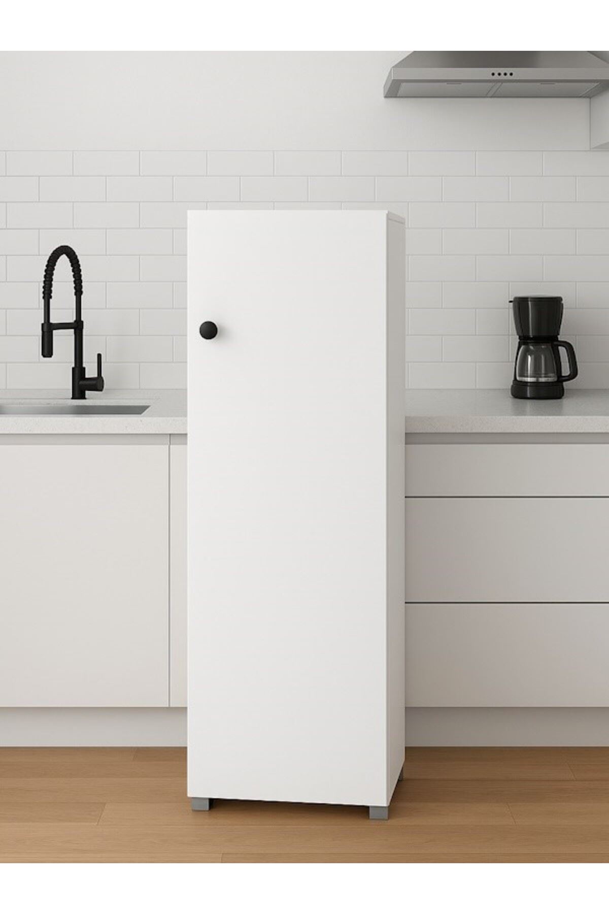 Strazburg Çok Amaçlı Tek Kapaklı Mini Dolap Erzak Dolabı Banyo Dolabı