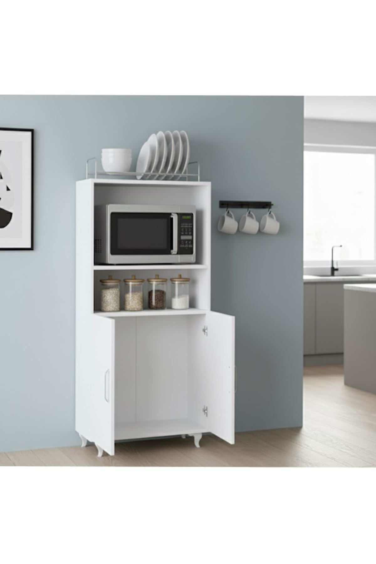2 Kapaklı Mini Fırın Ve Mikrodalga Dolabı