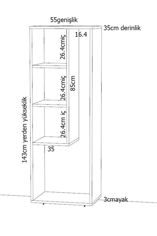 silifke banyo dolabı 2 kapaklı ayaklı